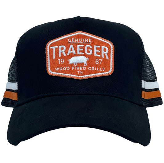 TRAEGER TRADING POST TRUCKER HAT BLK/ORANGE